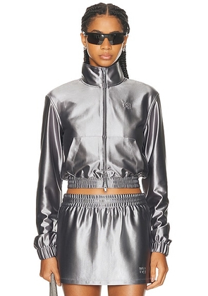 Alexander Wang Shrunken Zip-up Jacket in Alloy - Metallic Silver. Size XS (also in S).