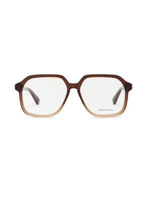 Bottega Veneta Slim Ribbon Eyeglasses in Brown & Transparent - Brown. Size all.
