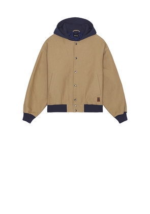 Brixton Canvas Hooded Bomber Jacket in Beige. Size M. Also in XL/1X.