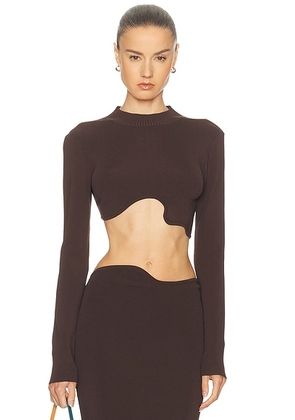 Christopher Esber Maparadita Long Sleeve Top in Espresso - Chocolate. Size M (also in XS).