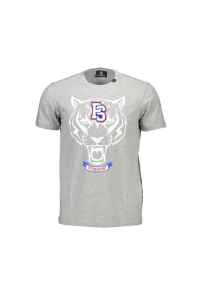 Plein Sport Gray Cotton Men T-Shirt - M