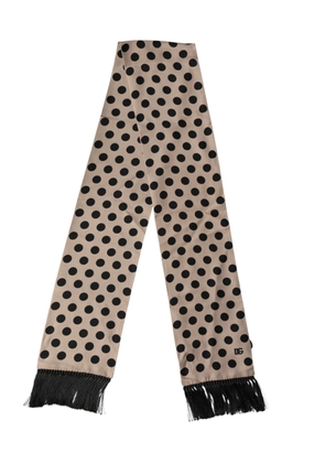 Dolce & Gabbana Brown Polka Dot Silk Fringes Foulard Scarf