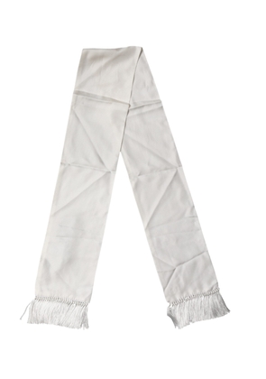 Dolce & Gabbana White Satin Silk Fringes Neck Foulard  Scarf