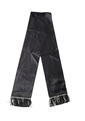 Dolce & Gabbana Black Satin Silk Fringes Neck Foulard Scarf