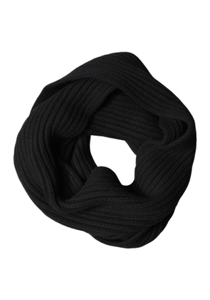 Dolce & Gabbana Black Cashmere Knit Neck Wrap Shawl 202cm x 26cm  Scarf