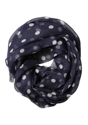 Dolce & Gabbana Blue Polka Dot Silk Neck Wrap Shawl 205cm x 132cm Scarf