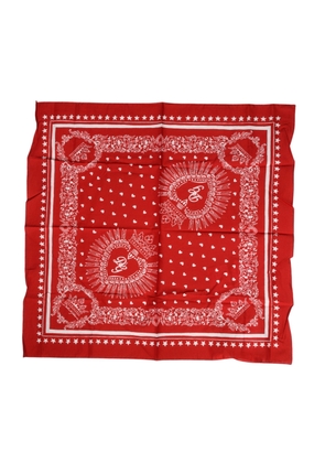 Dolce & Gabbana Red DG Sacred Heart Cotton Foulard 51cm x 49cm  Scarf