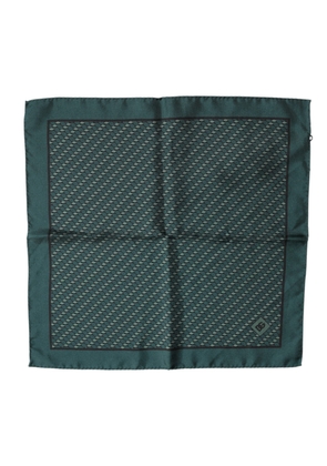 Dolce & Gabbana Dark Green Silk Patterned Handkerchief 32cm x 31cm Scarf