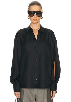 Alexander Wang Slashed Sleeve Button Up Shirt in Black - Black. Size M (also in S, XS).