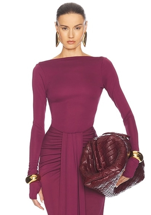 Helsa Matte Jersey Long Sleeve Top in Cabernet - Wine. Size S (also in ).