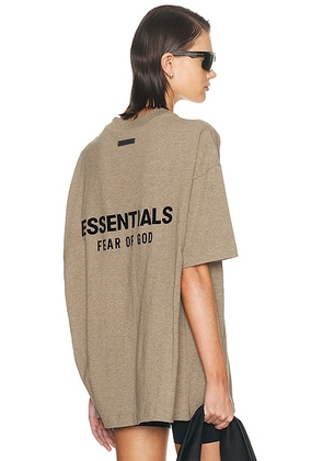 Fear of God ESSENTIALS Jersey Crewneck T-Shirt in Homestead Heather - Tan. Size L (also in M, XL/1X).