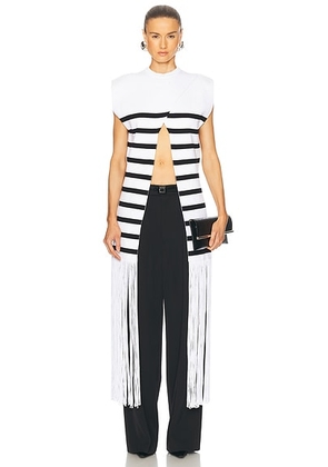 Jean Paul Gaultier Mariniere Crossed Top in White & Black - White. Size XS (also in S).