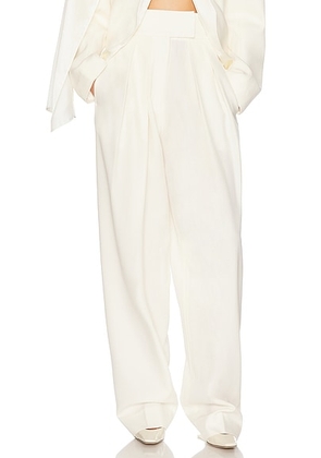 Helsa High Waist Pleated Suit Trouser in Wool in Cream - Cream. Size XL (also in XXS).