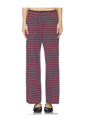 DONNI. The Stripe Jersey Bow Simple Pant in Red,Navy. Size L. Also in M, S, XS, XXS.