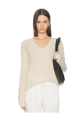 Enza Costa Cashmere V-Neck Pullover in Beige. Size L. Also in M, S, XL, XS.