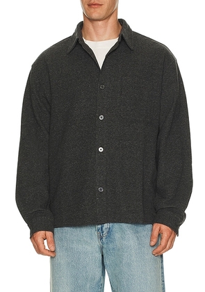 FRAME Waffle Textured Shirt in Heather Grey - Grey. Size M (also in S, XXL/2X).