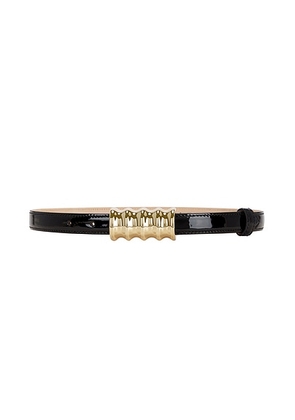 KHAITE Julius 20mm Patent Belt in Black & Gold - Blush. Size 90 (also in 70, 75, 80, 85).
