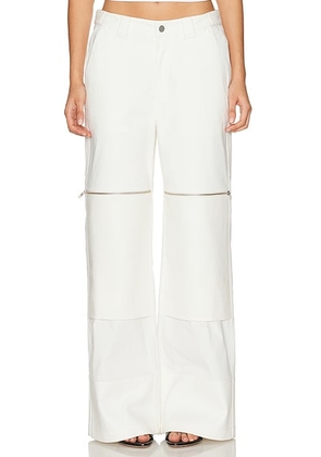 HAELO Flex Waist Zip Cargo Pant in Ivory - Ivory. Size L (also in M, S, XL, XS, XXS).