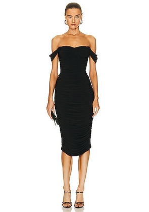 Norma Kamali Walter Midi Dress with Winglet Sleeves in Black - Black. Size L (also in M, XL, XS).