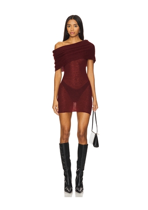 h:ours Adele Off The Shoulder Sweater Mini Dress in Red. Size L. Also in XS.