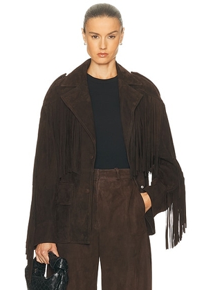 NOUR HAMMOUR Cassidy Suede Jacket in Mocha - Brown. Size S (also in ).