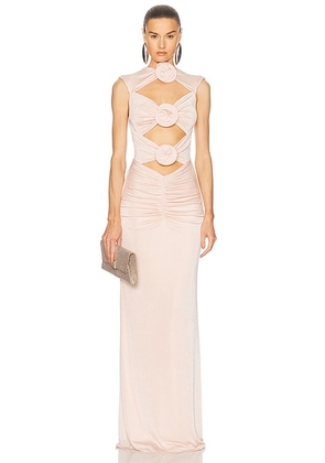 MARIANNA SENCHINA Tender Maxi Dress in Champagne - Metallic Neutral. Size L (also in M, S, XS).