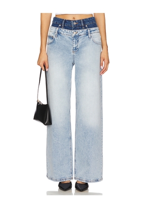 SIMKHAI Kove Double Waistband Jeans in Blue. Size 24. Also in 27.