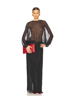 Helsa The Sabrina Dress in Printed Silk Chiffon in Black. Size XS. Also in S.