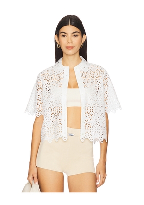 FRAME The Deco Eyelet Top in White. Size S. Also in XS.