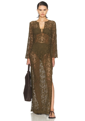 NILI LOTAN Della Dress in Army Green - Olive. Size L (also in M, S, XS).