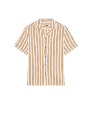 Faherty Palma Linen Camp Shirt in Brown. Size L. Also in S.