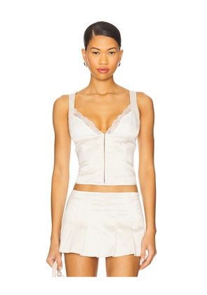 Frankies Bikinis Lilia Sateen Corset Top in Cream. Size M. Also in XS.