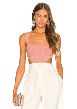 Michael Costello x REVOLVE Kameron Knit Bodysuit in Blush. Size L. Also in S.