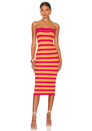 MORE TO COME Lesley Ribbed Strapless Dress in Fuchsia. Size M. Also in S.