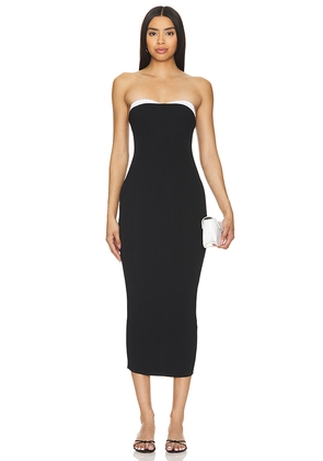 MAJORELLE Mina Midi Dress in Black. Size L. Also in M, S.
