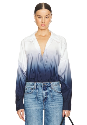 Norma Kamali Super Oversized Boyfriend Shirt Bodysuit in Navy. Size S. Also in XS.