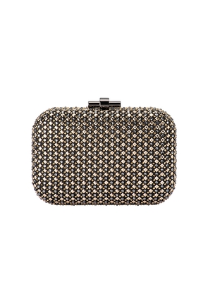 olga berg Ellen Hotfix Clutch in Metallic Neutral.