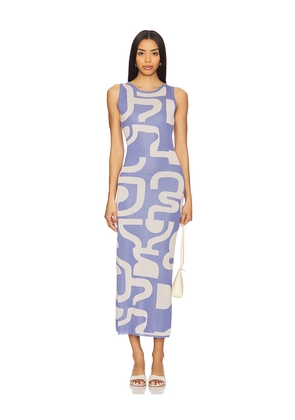 MINKPINK Iris Intarsia Knit Midi Dress in Blue. Size M. Also in L, XL.