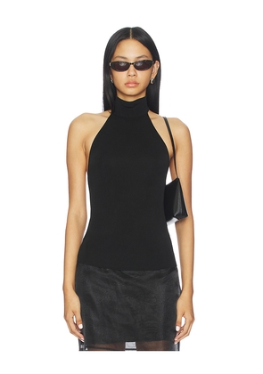 L'Academie Claudette Halter Knit Top in Black. Size L. Also in M, S, XL, XS, XXS.
