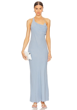 St. Agni Asymmetrical Drape Maxi Dress in Baby Blue. Size XL. Also in L.