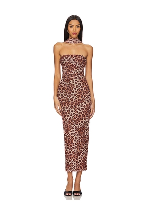Runaway The Label Antonie Midi Dress in Brown. Size S. Also in L.