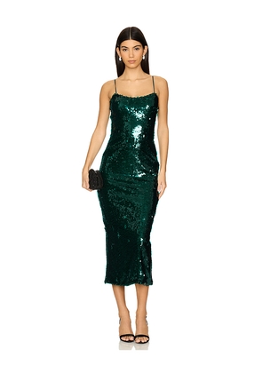 Runaway The Label Vesina Midi Dress in Green. Size L. Also in M, S, XS.