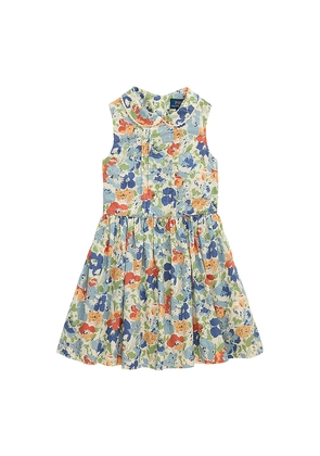 Polo Ralph Lauren Kids Sleeveless Cotton Voile Floral Printed Fit & Flare Dress in Blue. Size 3. Also in 4, 5.