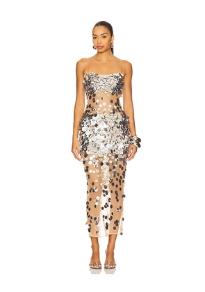 retrofete Mischa Sequin Dress in Metallic Silver. Size L. Also in M, S.