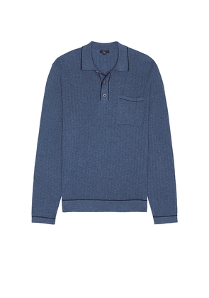 Rails Fenton Long Sleeve Polo in Blue. Size L. Also in M, S.