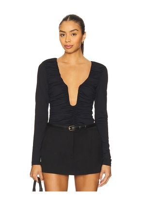 Susana Monaco Square Wire Gathered V Top in Black. Size S. Also in XL, XS.