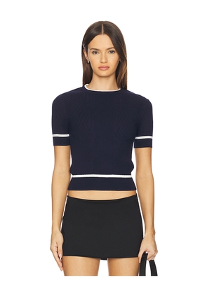 Rag & Bone Kassy Rib Short Sleeve Top in Navy. Size L. Also in M, S, XS.