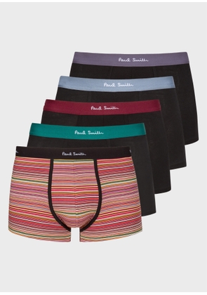 Paul Smith 'Signature Stripe' Mixed Organic-Cotton Boxer Briefs Five Pack Black