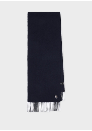 Paul Smith Navy Lambswool Zebra Scarf Blue
