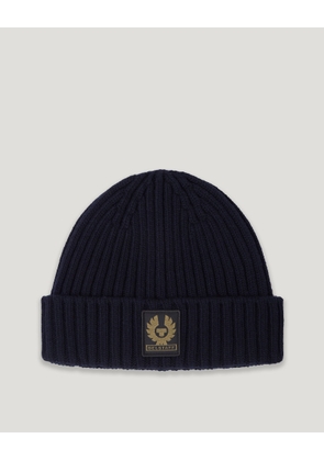 Belstaff Watch Beanie Hat Lambswool Dark Navy Size One Size
